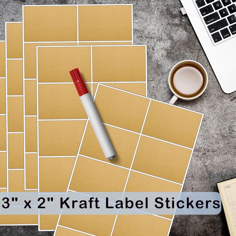 YSHIHE 3 x 2 Inch Kraft Label Stickers,240 Pack Rectangle Inventory Color Coding Stickers Permanent Adhesive Labels for Moving Boxes and Organizer Identification - Image 3